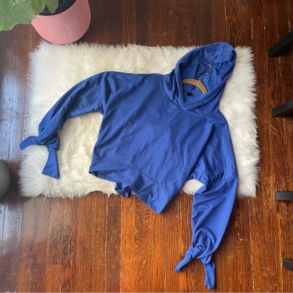 Cobalt Blue Hoodie Top with a tie back - Picture 1 of 7
